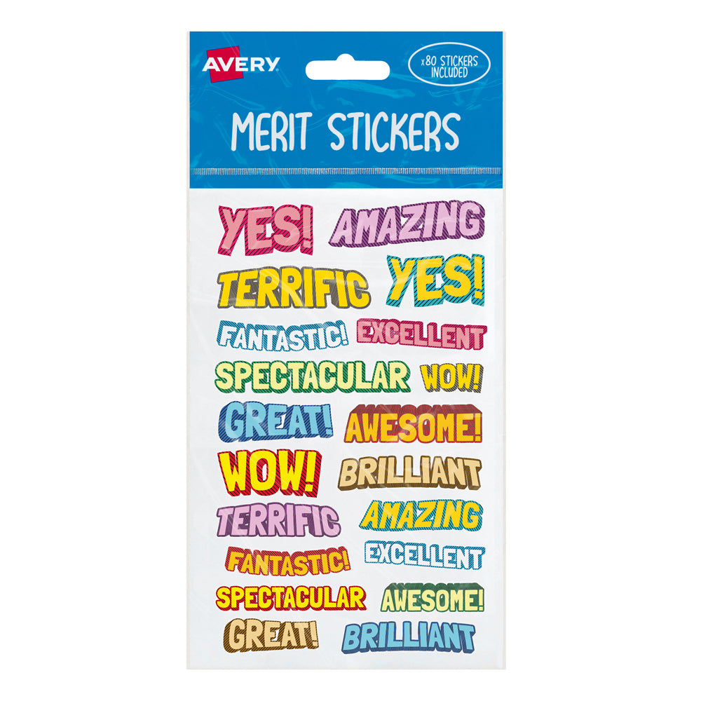 Avery Merit Stickers Comic 80 Pack - Cafe Supply