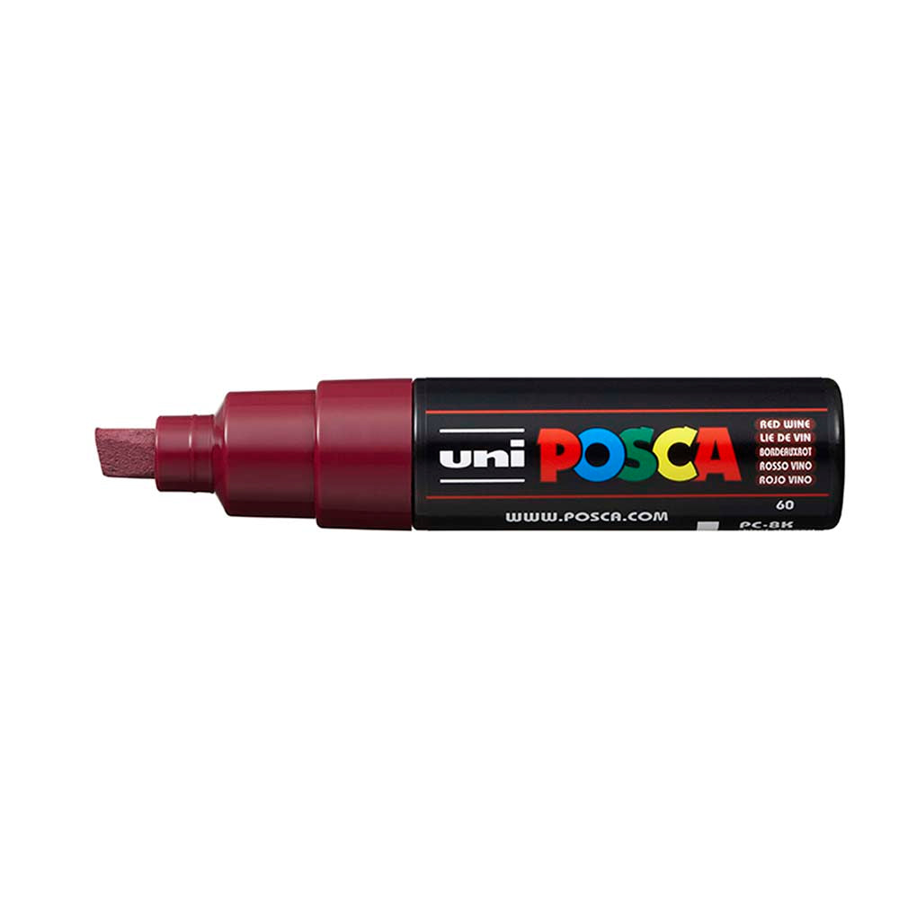 Uni Posca Marker 8.0mm Bold Chisel Red Wine PC-8K - Cafe Supply