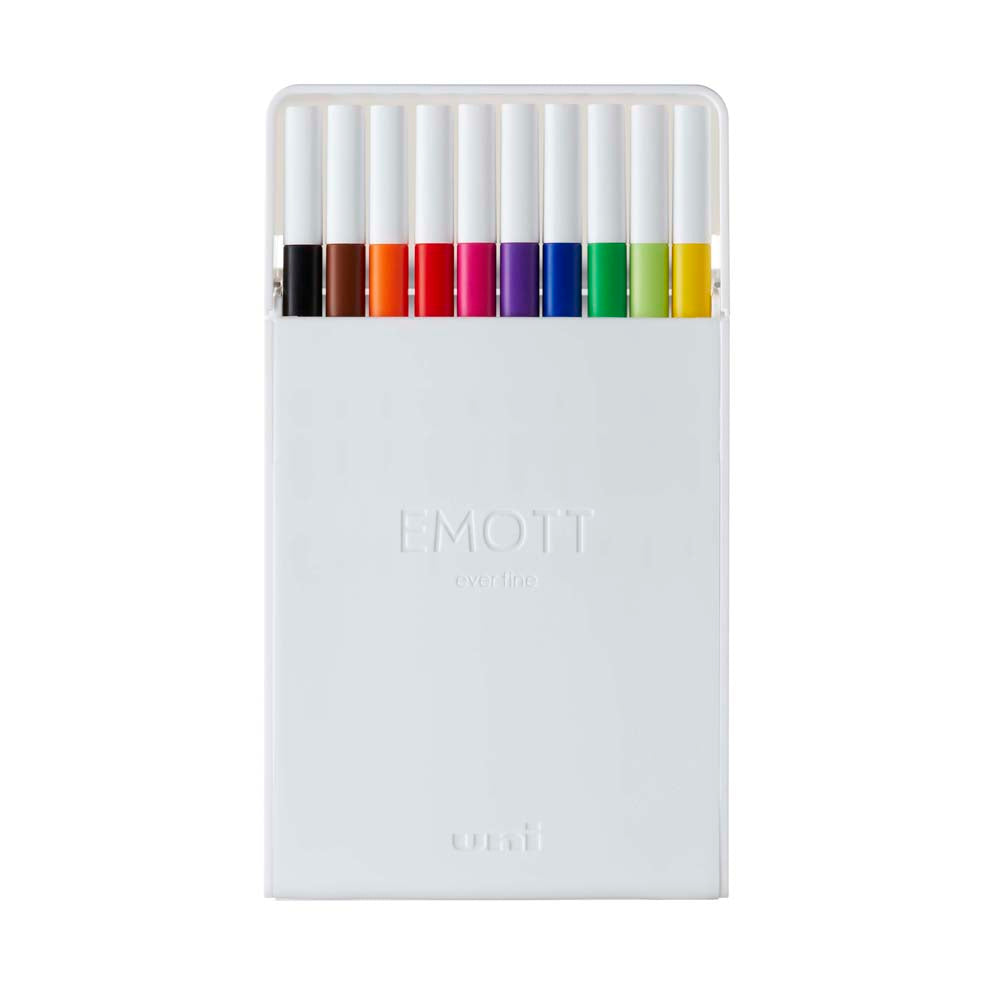 Uni Emott Everfine Fineliners 0.4mm No.1 Assorted 10 Pack - Cafe Supply