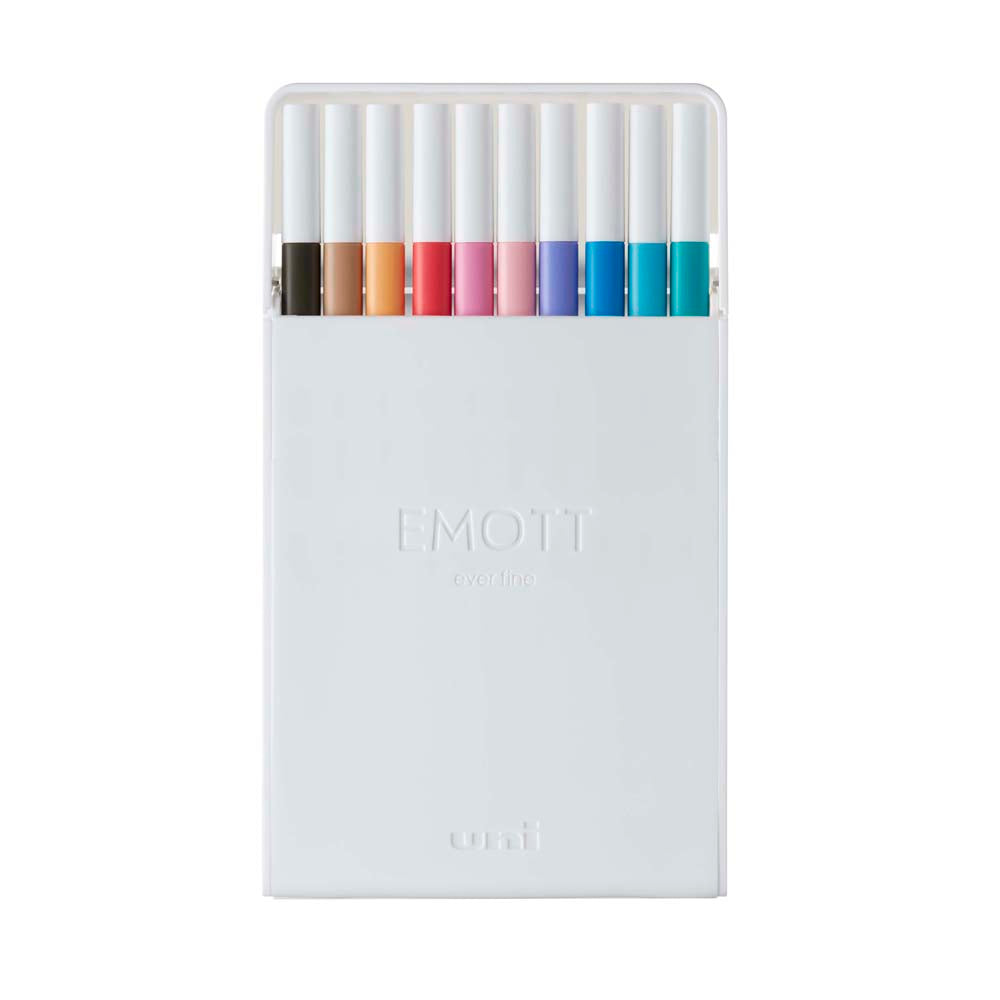 Uni Emott Everfine Fineliners 0.4mm No.2 Assorted 10 Pack - Cafe Supply
