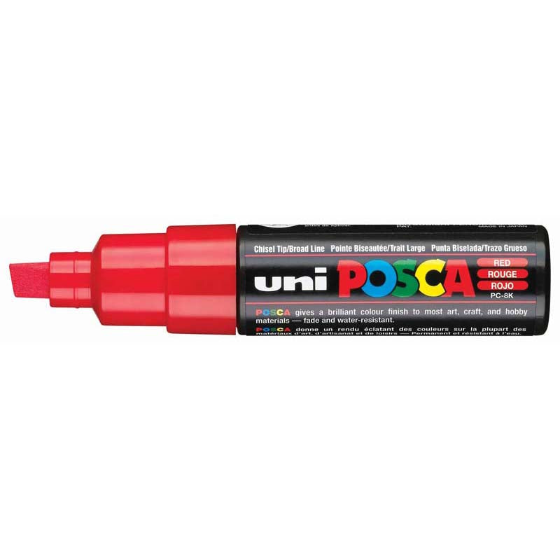 Uni Posca Marker 8.0mm Bold Chisel Red PC-8K - Cafe Supply