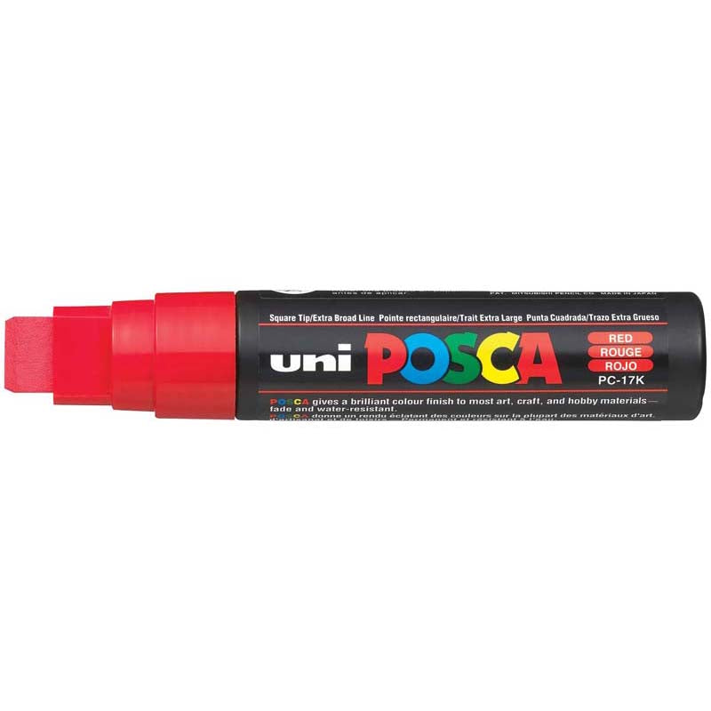 Uni Posca Marker 15.0mm Extra-Broad Chisel Red PC-17K - Cafe Supply