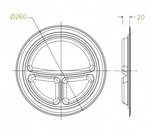 25CM / 10” 3-COMPARTMENT ROUND BIOCANE PLATE - Cafe Supply