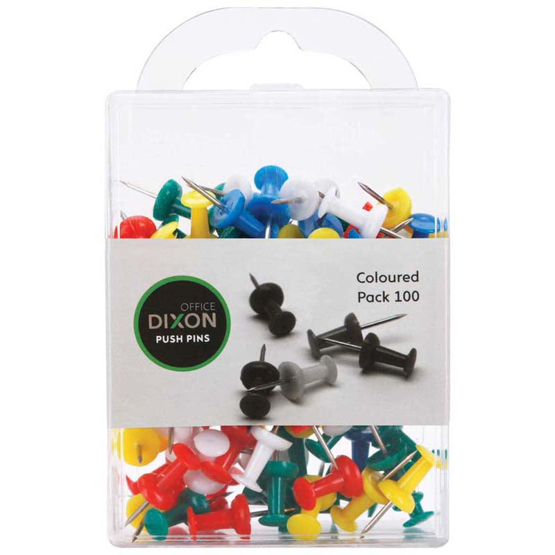 Dixon Push Pins Pack 100 Assorted Colour - Cafe Supply