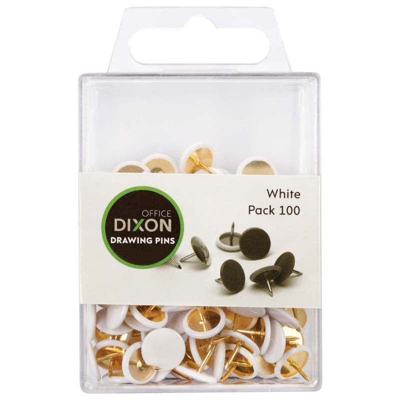 Dixon Drawing Pins White Pack 100 - Cafe Supply