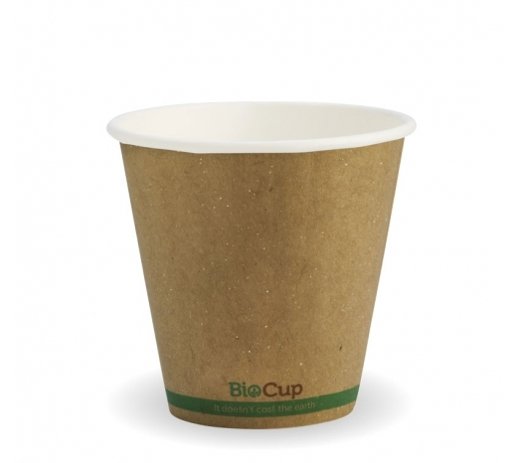 295ML / 8OZ (90MM) KRAFT GREEN STRIPE DOUBLE WALL BIOCUP - Cafe Supply