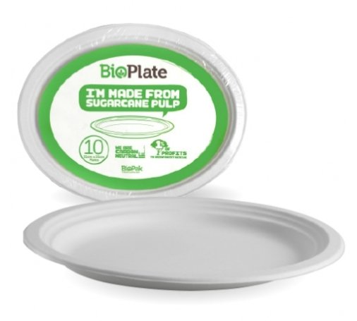 31CM /12.5" WHITE OVAL BIOPLATES - 10PK - Cafe Supply