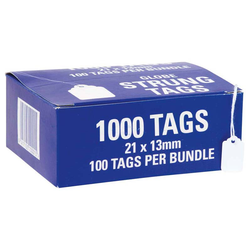 Globe Hardware Tags Strung 21H 21x13mm Box 1000 - Cafe Supply
