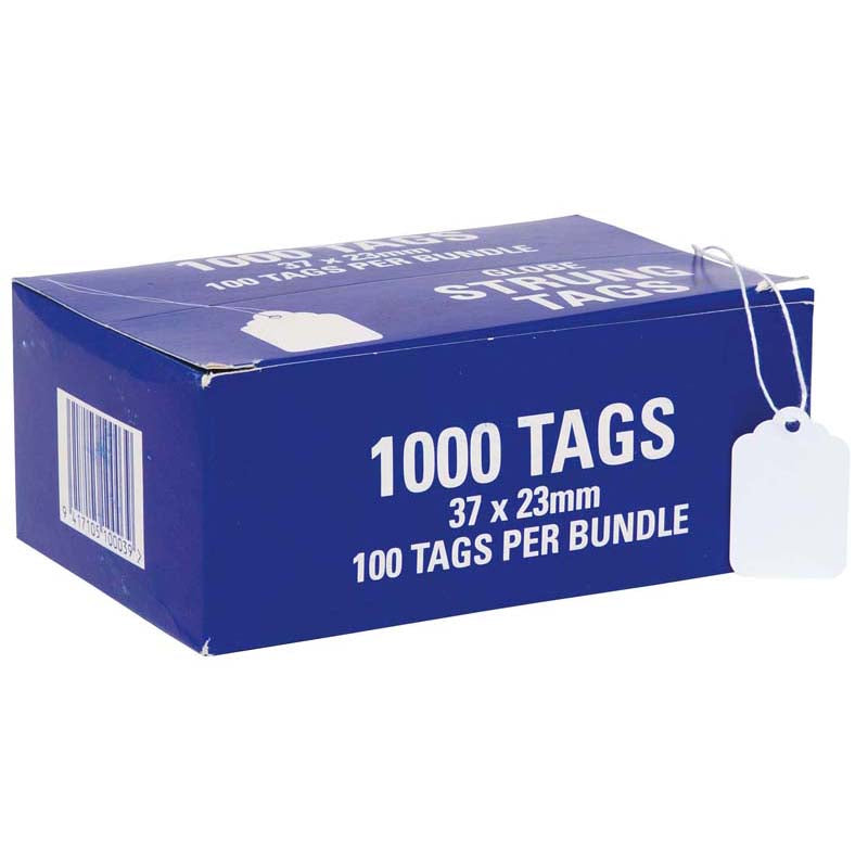 Globe Hardware Tags Strung 24H 37x23mm Box 1000 - Cafe Supply