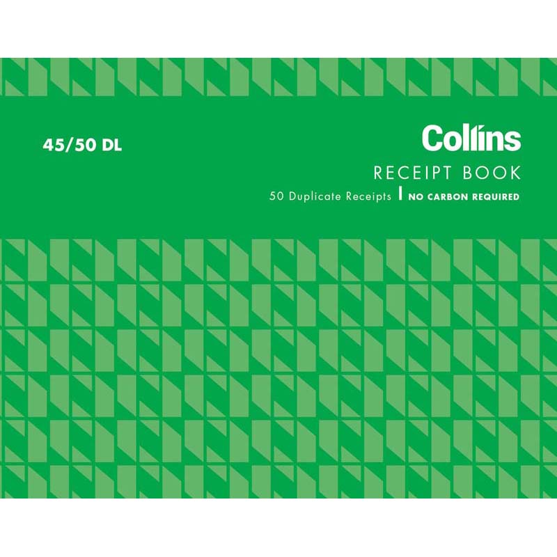 Collins Cash Receipt 45/50DL Duplicate No Carbon Required - Cafe Supply