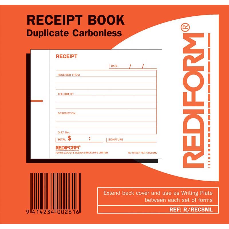 Rediform Book Receipt Small Duplicate 50 Leaf - Cafe Supply