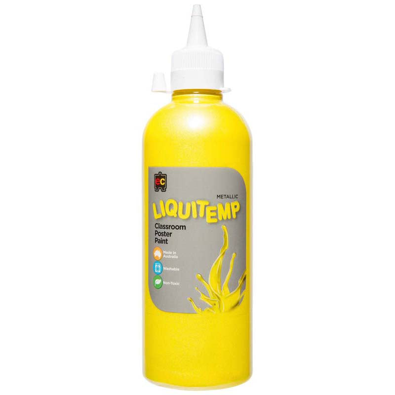 Metallic Liquitemp Poster Paint 500ml Yellow - Cafe Supply