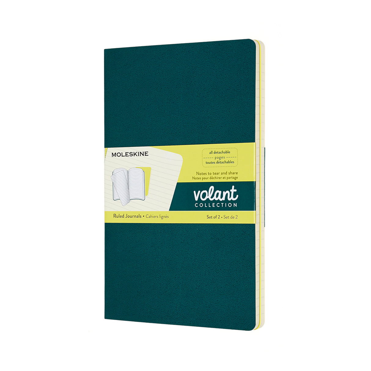 Moleskine Volant Journal Large Ruled Green/Lemon - Cafe Supply