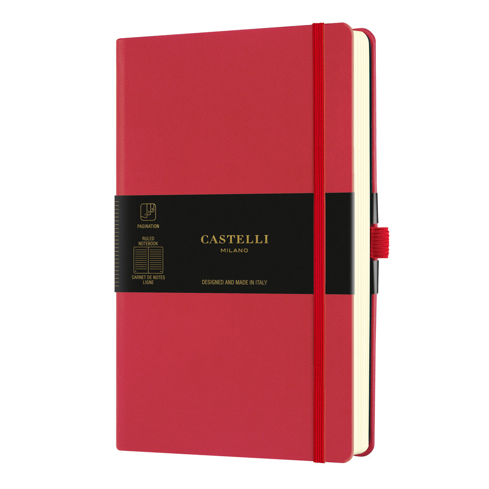 Castelli Notebook Aquarella A5 Ruled Coral Red - Cafe Supply