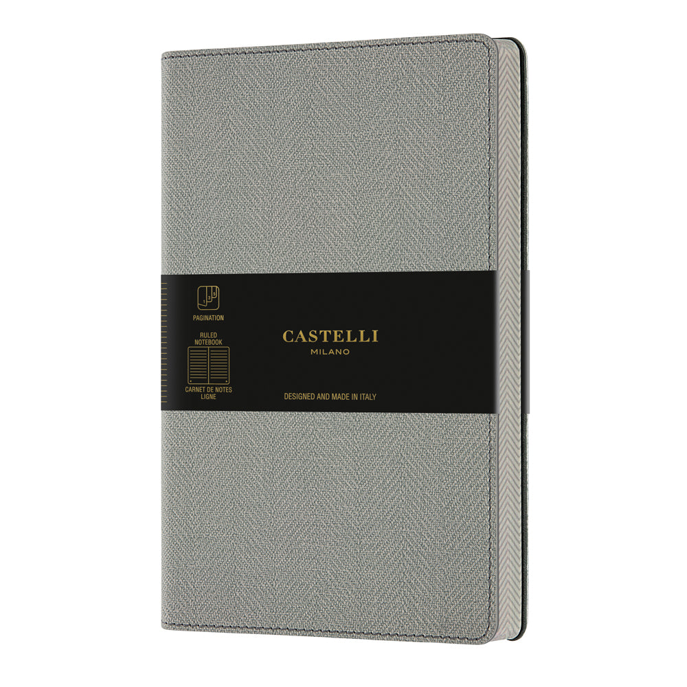 Castelli Notebook A5 Ruled Harris Oyster Grey - Cafe Supply