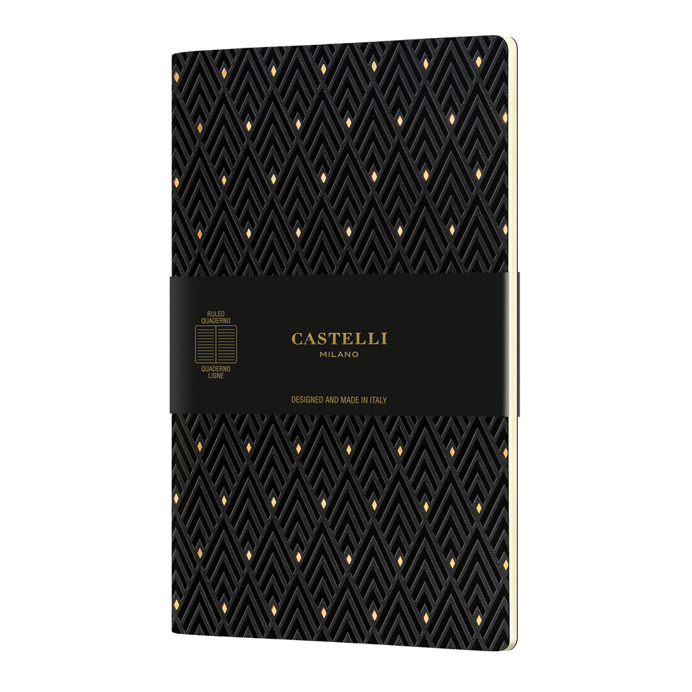 Castelli Quaderno Notebook A5 Soft Cover Diamonds Gold - Cafe Supply