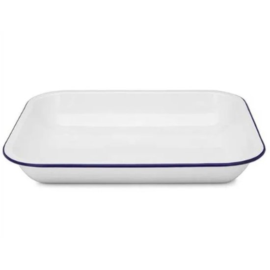 Falcon Bake Pan Enamelware White 31Cm - Cafe Supply