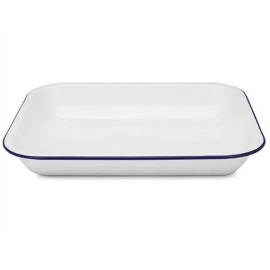 Falcon Bake Pan Enamelware White 37Cm - Cafe Supply
