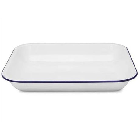 Falcon Bake Pan Enamelware White 37Cm - Cafe Supply