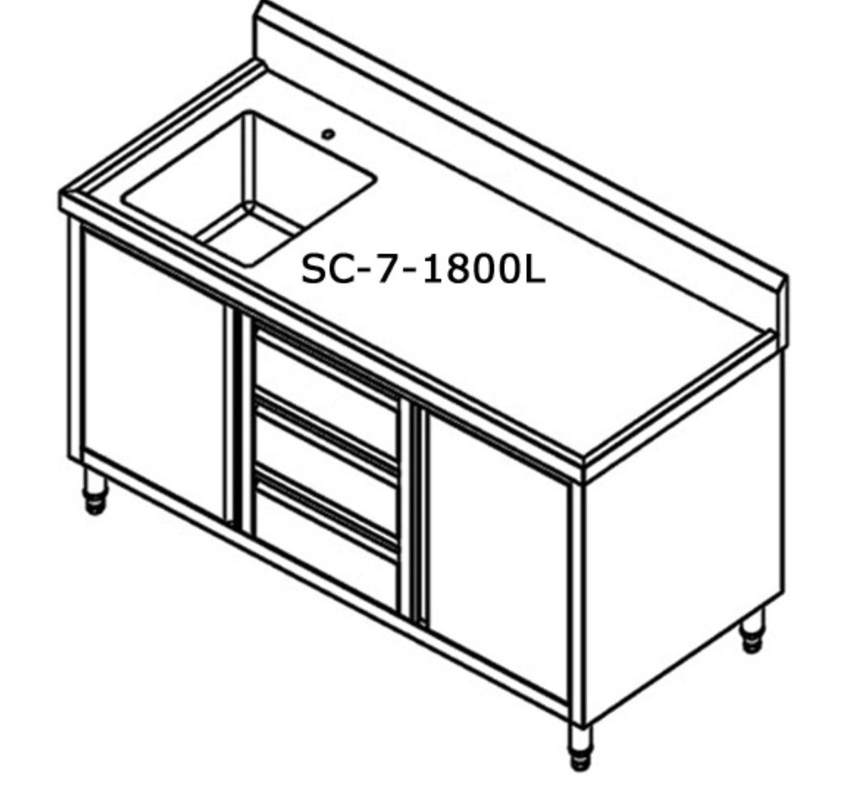 Kitchen Tidy Cabinet With Left/Right Sink 700mm Deep - Cafe Supply