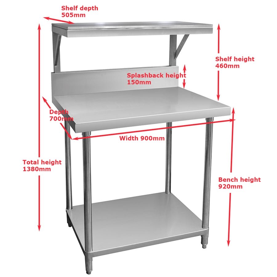 SMB-7-0900 – Heavy Duty Salamander Bench with Shelf Braces - Cafe Supply
