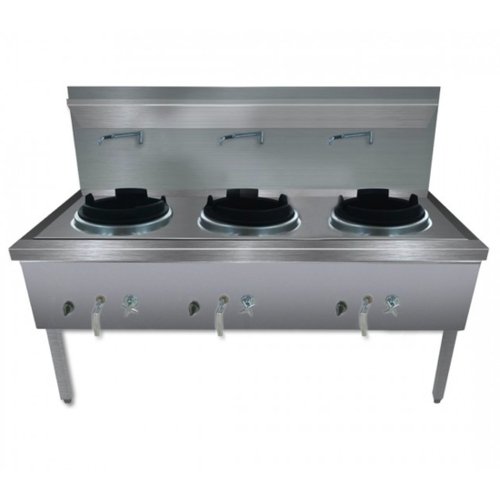 WW-3NC Stainless Steel Waterless Nature Gas Triple Wok Chimney Burner - Cafe Supply