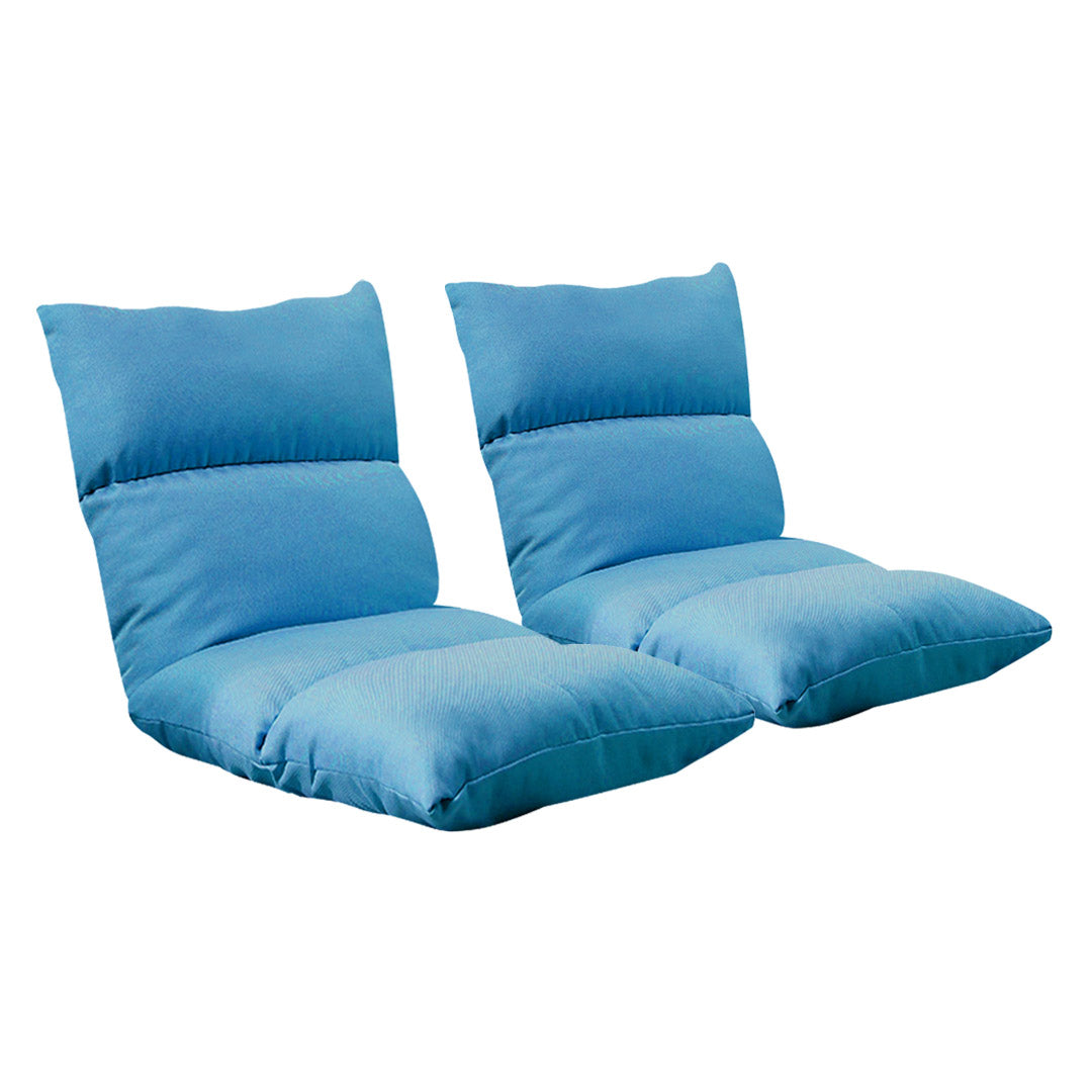 SOGA 2X Lounge Floor Recliner Adjustable Lazy Sofa Bed Folding Game Chair Blue - Cafe Supply