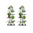 SOGA 2X 6 Tier 7 Pots Black Metal Plant Stand Flowerpot Display Shelf Rack Indoor Home Office Decor - Cafe Supply