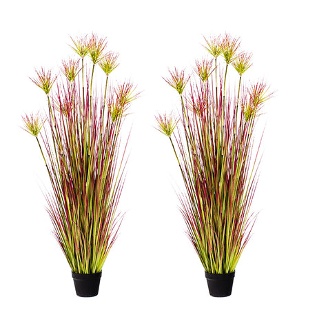 SOGA 2X 150cm Purple-Red Artificial Indoor Potted Papyrus Plant Tree Fake Simulation Decorative - Cafe Supply