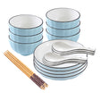 SOGA Blue Japanese Style Ceramic Dinnerware Crockery Soup Bowl Plate Server Kitchen Home Decor Set of 10 - Cafe Supply
