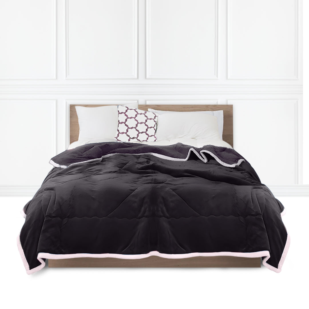 SOGA Dark Grey Throw Blanket Warm Cozy Double Sided Thick Flannel Coverlet Fleece Bed Sofa Comforter - Cafe Supply