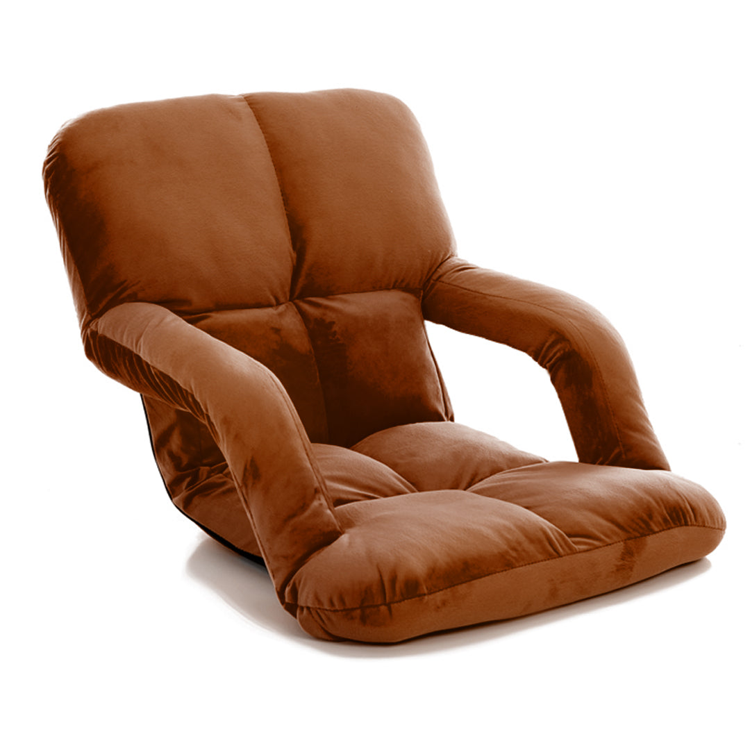 SOGA Foldable Lounge Cushion Adjustable Floor Lazy Recliner Chair with Armrest Coffee - Cafe Supply