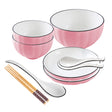 SOGA Pink Japanese Style Ceramic Dinnerware Crockery Soup Bowl Plate Server Kitchen Home Decor Set of 5 - Cafe Supply