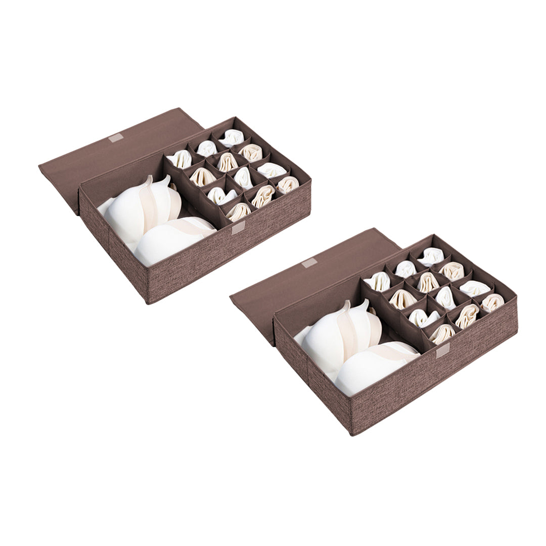 SOGA 2X Coffee Flip Top Underwear Storage Box Foldable Wardrobe Partition Drawer Home Organiser - Cafe Supply
