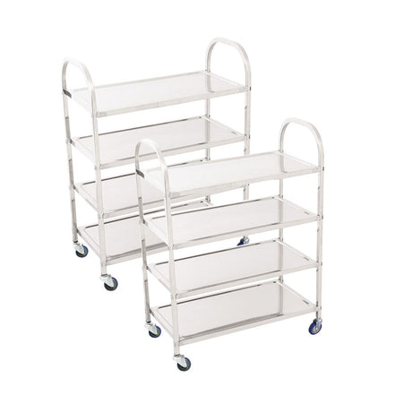 SOGA 2X 4 Tier 950x500x1220 Stainless Steel Kitchen Dining Food Cart Trolley Utility - Cafe Supply