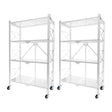 SOGA 2X 4 Tier Steel White Foldable Display Stand Multi-Functional Shelves Portable Storage Organizer with Wheels - Cafe Supply