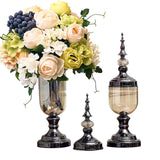 SOGA 2X Clear Glass Flower Vase with Lid and White Flower Filler Vase Black Set - Cafe Supply