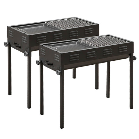 SOGA 2X 66cm Portable Folding Thick Box-Type Charcoal Grill for Outdoor BBQ Camping - Cafe Supply