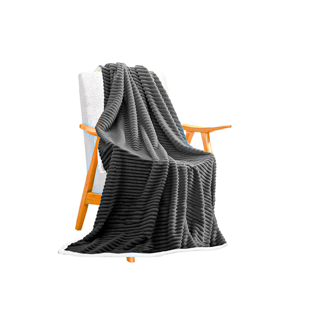 SOGA Grey Throw Blanket Warm Cozy Double Sided Thick Flannel Coverlet Fleece Bed Sofa Comforter - Cafe Supply