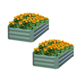 SOGA 2X 120X60cm Rectangle Galvanised Raised Garden Bed Vegetable Herb Flower Outdoor Planter Box - Cafe Supply