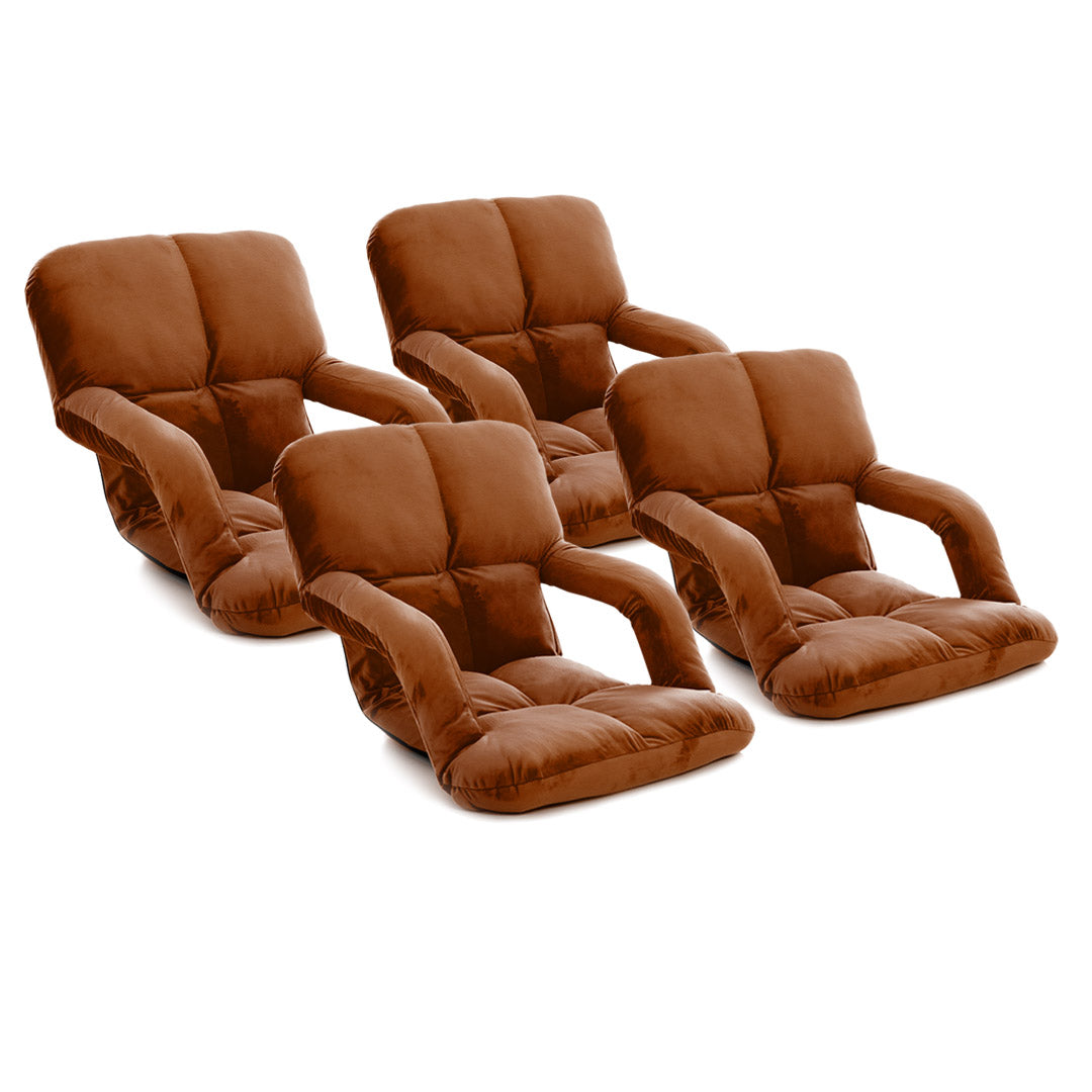 SOGA 4X Foldable Lounge Cushion Adjustable Floor Lazy Recliner Chair with Armrest Coffee - Cafe Supply
