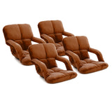 SOGA 4X Foldable Lounge Cushion Adjustable Floor Lazy Recliner Chair with Armrest Coffee - Cafe Supply