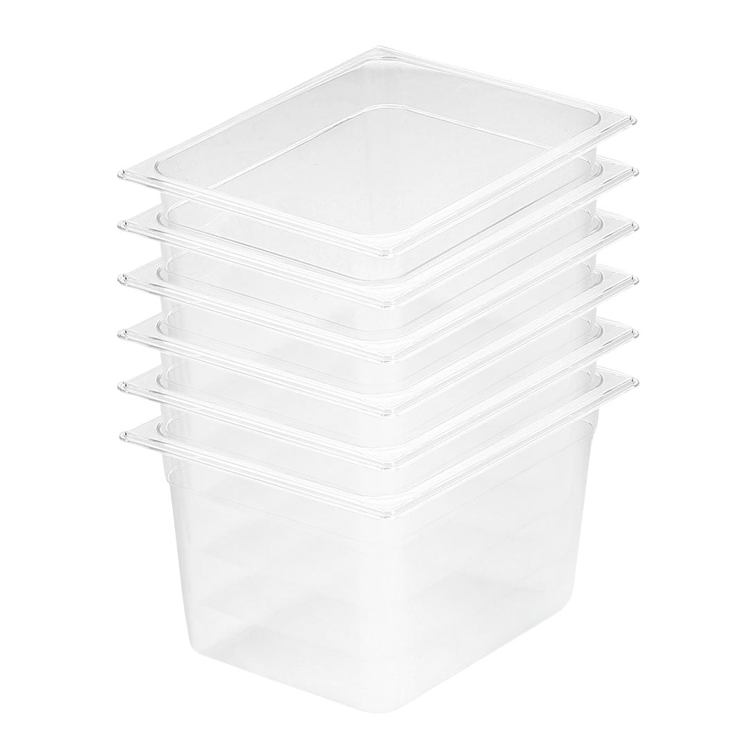 SOGA 200mm Clear Gastronorm GN Pan 1/2 Food Tray Storage Bundle of 6 - Cafe Supply