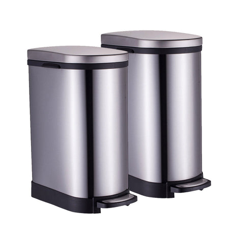 SOGA 2X Foot Pedal Stainless Steel Rubbish Recycling Garbage Waste Trash Bin 10L U - Cafe Supply