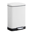 SOGA Foot Pedal Stainless Steel Rubbish Recycling Garbage Waste Trash Bin Rectangular Shape 12L White - Cafe Supply