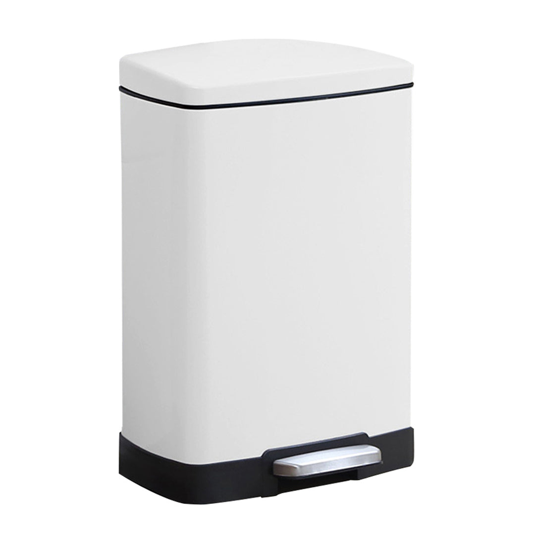 SOGA Foot Pedal Stainless Steel Rubbish Recycling Garbage Waste Trash Bin Rectangular Shape 12L White - Cafe Supply