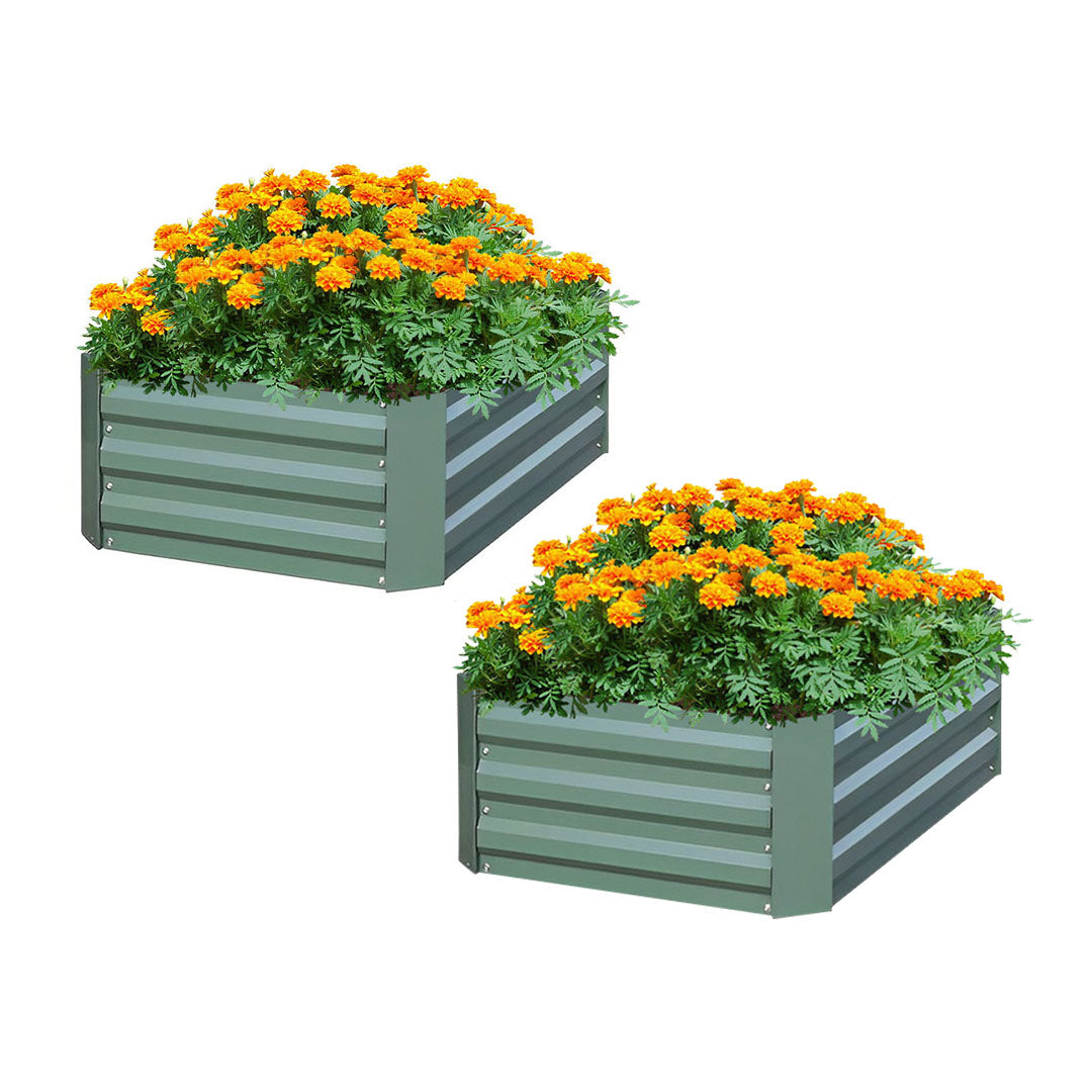 SOGA 2X 100cm Square Galvanised Raised Garden Bed Vegetable Herb Flower Outdoor Planter Box - Cafe Supply