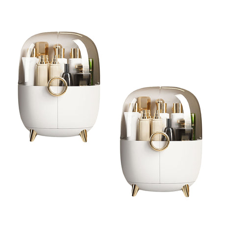 SOGA 2X White Transparent Countertop Makeup Organiser Cosmetic Storage Waterproof Dustproof Bathroom Skincare Holder with Lid - Cafe Supply