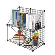 SOGA Black Portable 4-Cube 2 Column Storage Organiser Foldable DIY Modular Grid Space Saving Shelf - Cafe Supply