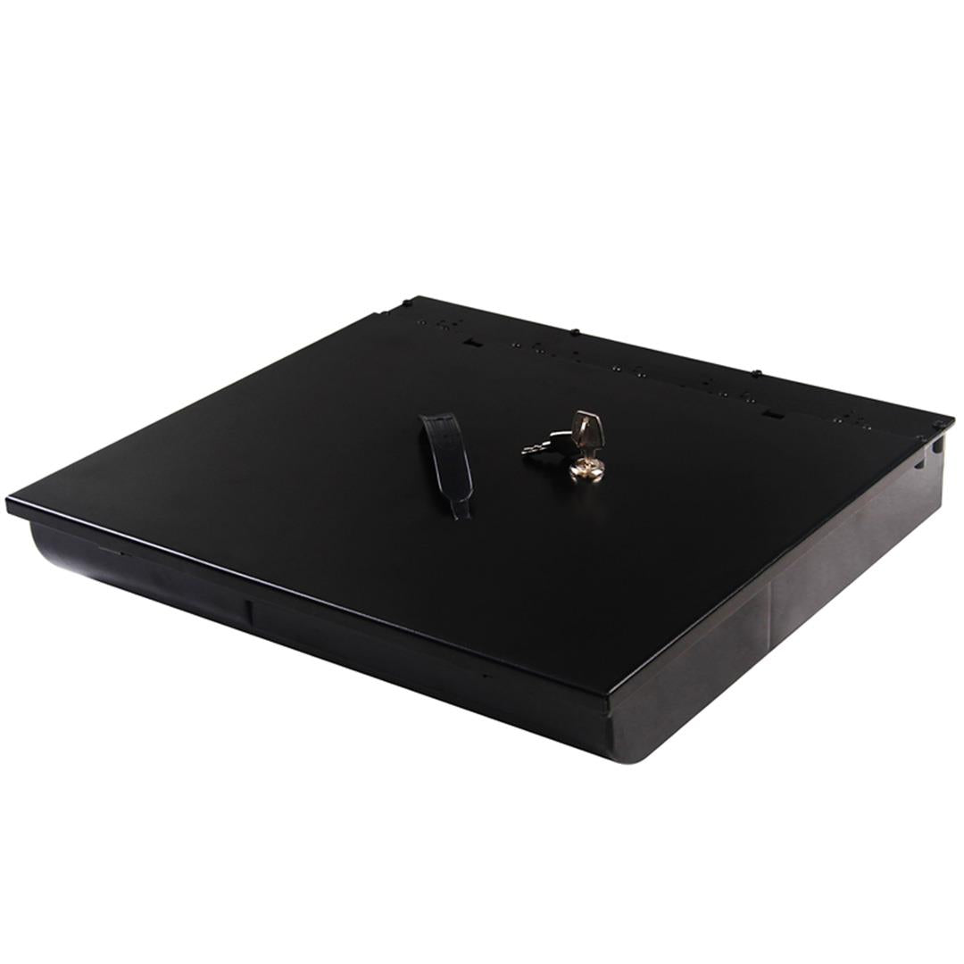 SOGA 4 Bills 8 Coins Cash Tray With Lockable Lid Heavy Duty Spare Cash Tray Black - Cafe Supply